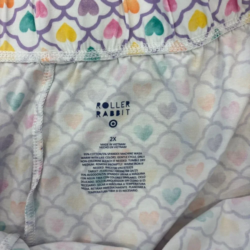 Roller Rabbit x Target Women's Geo Hearts Pajama Shorts Size 2X Scallop Hem